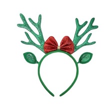 Christmas Antler Headband Glitter Reindeer Ears 1 Count Pack of 1 Green