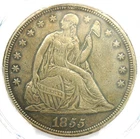 1855 Seated Liberty Silver Dollar $1 Coin - Certified PCGS XF Detail - Rare Date