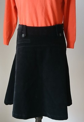 STEFANEL ROCK GR. 38 SCHWARZ COTTON SAMT REISSER ZIERSCHLAUFEN AM BUND A-LINIE