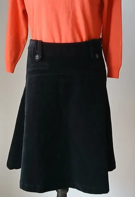 STEFANEL ROCK GR. 38 SCHWARZ COTTON SAMT REISSER ZIERSCHLAUFEN AM BUND A-LINIE - Bild 1 von 4