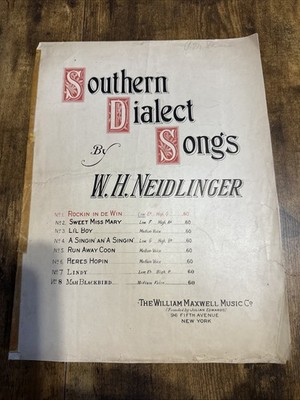 Sweet Miss Mary Piano Sheet Music  1904 Southern Dialect Song W.H. Neidlinger 