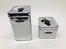 Vintage Masterware Cannette Set of 2 Chrome Canisters Flour, Coffee