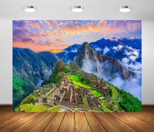 Fabric Machu Picchu Backdrop 5x3ft Ancient Mountain Inca City Peru Party Decor