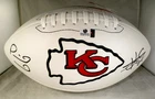 Patrick Mahomes & Travis Kelce / 2X Autographed K.C Chiefs White Football / COA