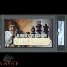 Bobby Fischer signed Cut 3x5 Custom Card PSA DNA Slab Rare Chess Auto C4571