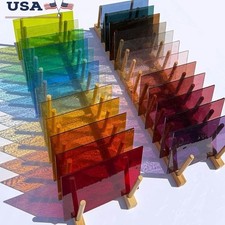 24 Transparent Stained Glass Sheets Mosaic Art Suncatchers DIY Projects New
