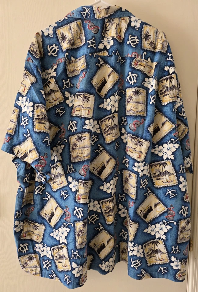 Camisa hawaiana vintage HILO HATTIE hecha en EE. UU. para hombre 5XL algodón multicolor Foto 3 de 4