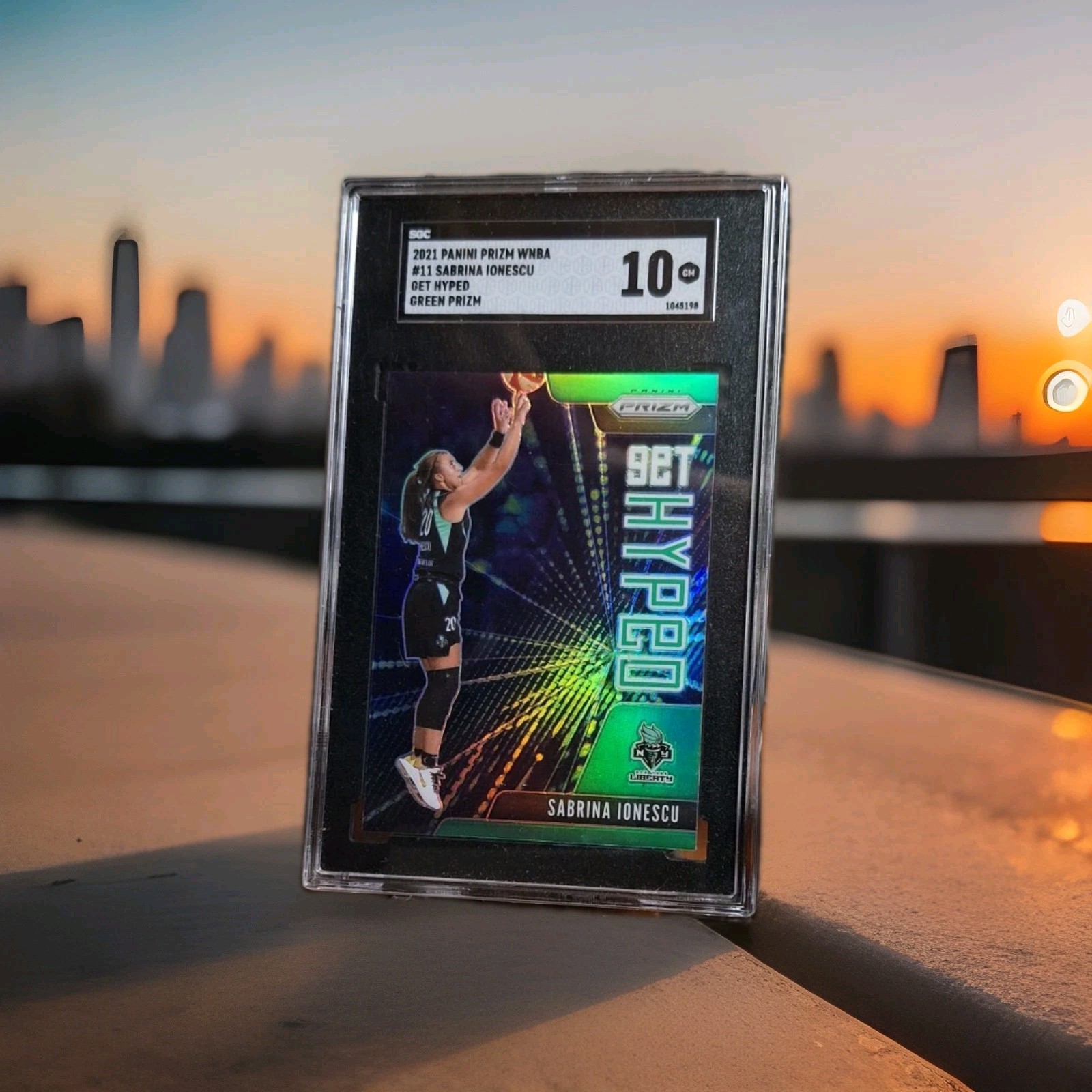 Panini 2021 Prizm WNBA Get Hyped Sabrina Ionescu Green Prizm #11 SGC 10 Liberty view 8