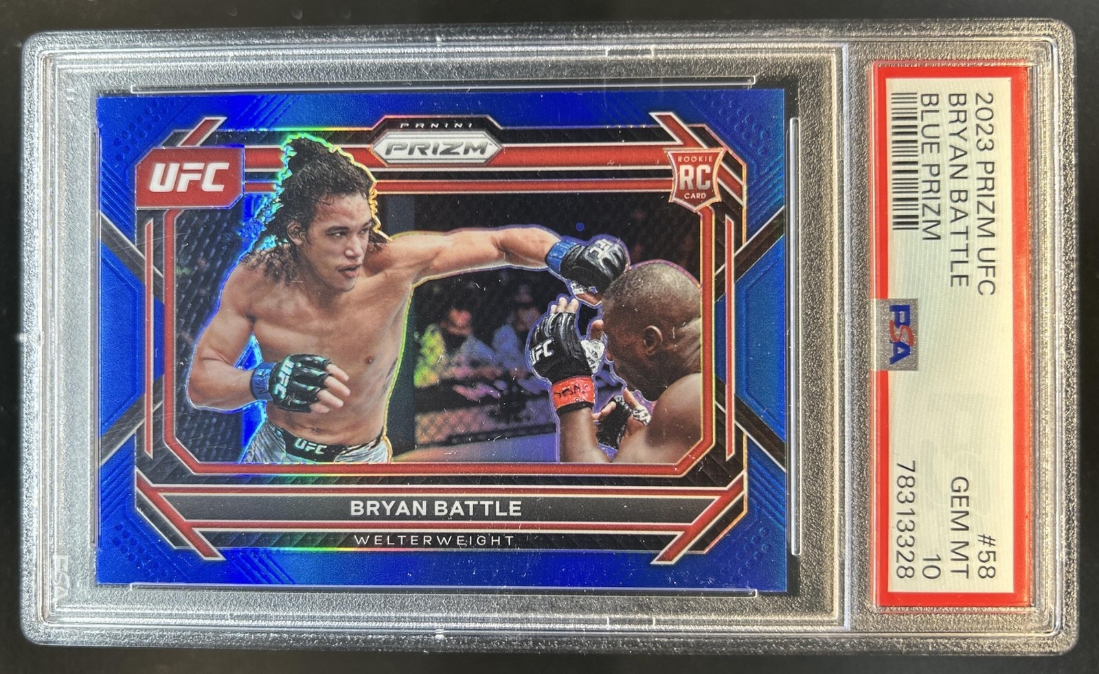 2023 Panini Prizm UFC Bryan Battle RC Blue Prizm Rookie #/175 PSA 10 GEM MINT