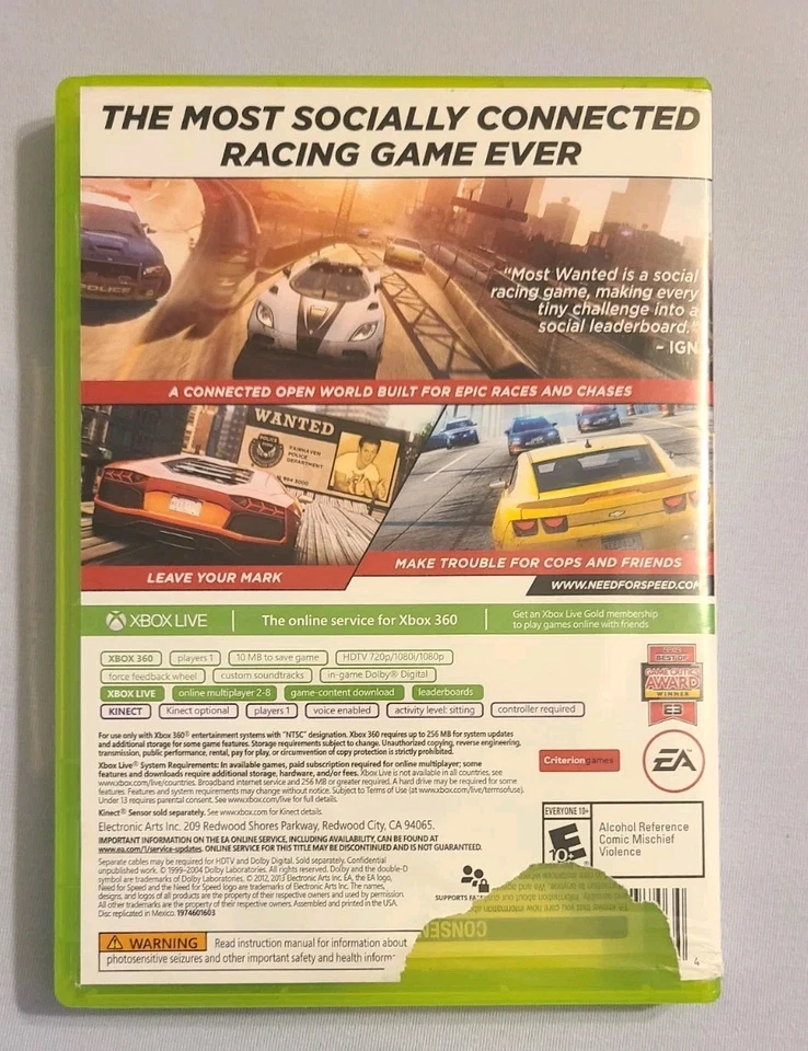 Need For Speed Most Wanted 2012 Platinum Hits - Microsoft Xbox 360 Authentic - Image 2 of 4