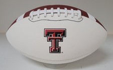 TEXAS TECH University Logo FOOTBALL NCAA Full-Size White Panel Autograph RAIDERS