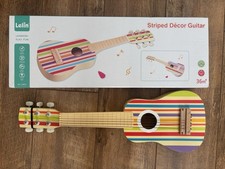 Lelin Wooden Striped Decor Guitar toy for Children With Box musical instrument 