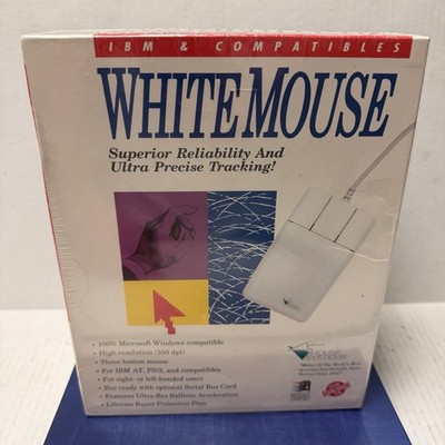 NEW Vintage Three Button Programmable Scroll White Mouse - Mouse Systems Windows