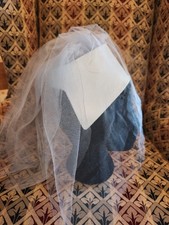 Vintage Pale Blue Short Wedding Veil On Pillbox Like Base 30