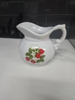 Vintage McCoy #7528 Strawberry Pitcher White Cream Pottery Farmhouse Decor Exc