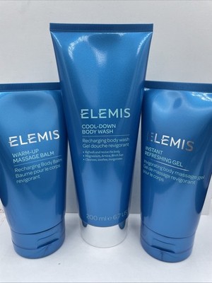 Elemis Active Body Trio Warm Up Massage Balm,Cool Down Body Wash ,Refreshing Gel