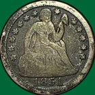 1851 Seated Liberty Dime Very Good VG Coin #37224