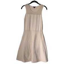 Ann Taylor Womens Dress Size SP Cream Sleeveless A-Line Crew Neck With Pockets