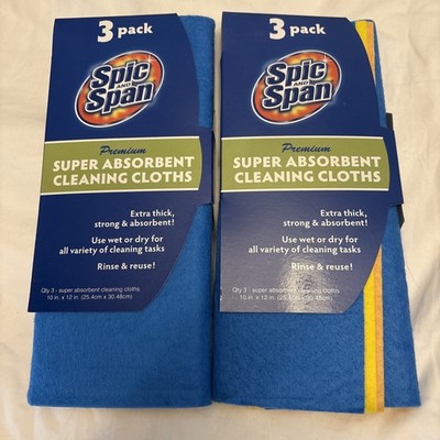 Spic and Span Super Absorbent Cleaning Cloths Extra Thick Reusable Wet/dry 6 Pcs