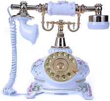 Rotary Dial Telephone Retro Old Fashioned Landline Phones with Classic Metal Bel