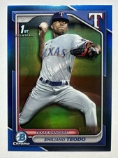 Emiliano Teodo /150 Blue Refractor 2024 Bowman Chrome #BCP-180 Rangers