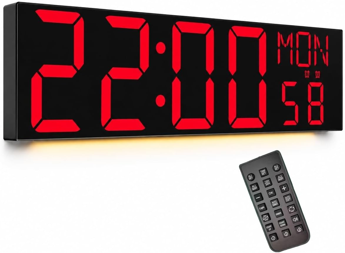 30" Giant Digital Wall Clock, Extra Large LED Clock with Remote, Huge Wall Clock