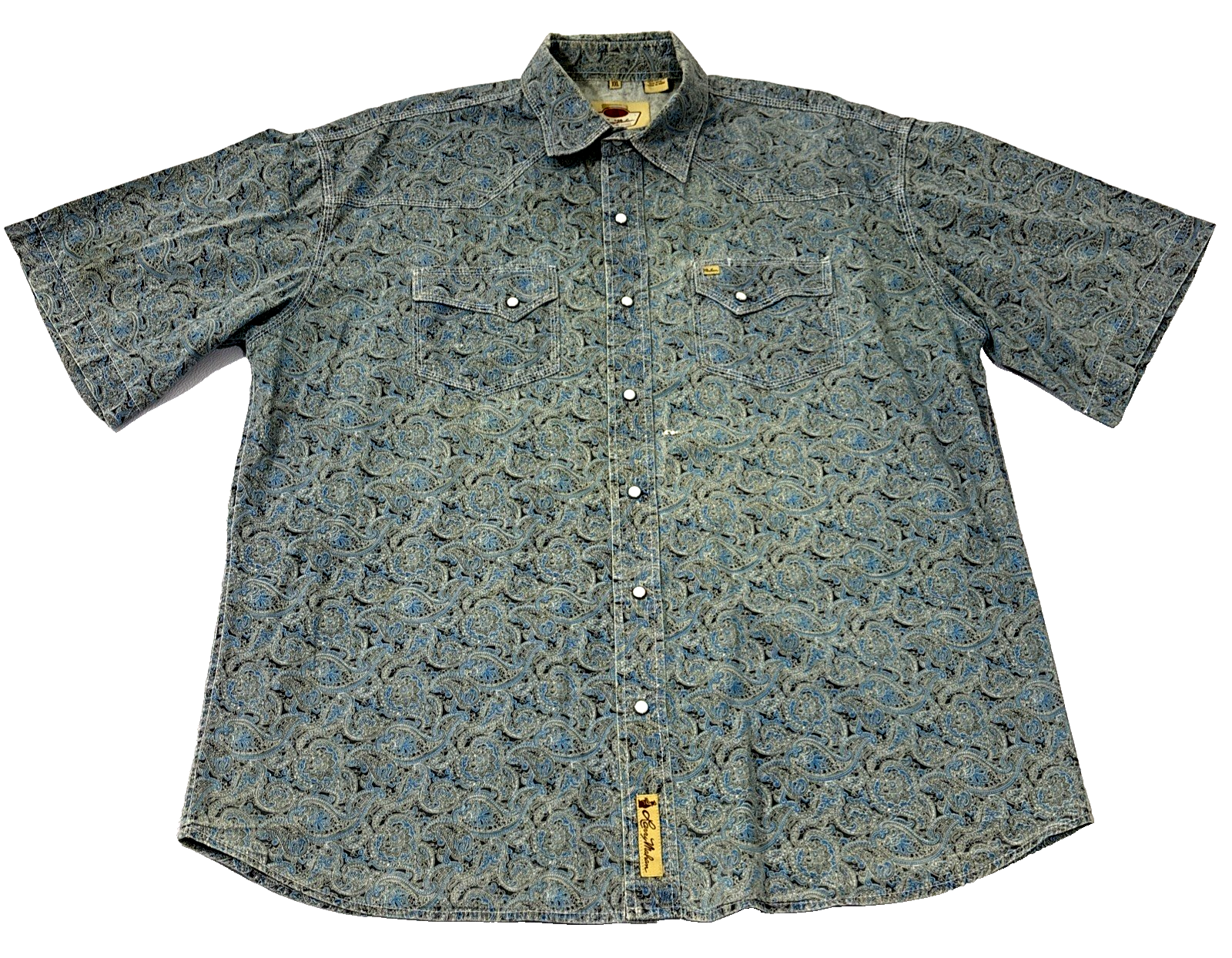 Larry Mahan Shirt Mens XXL Cowboy Collection Western Pearl Snap Paisley Rare EUC
