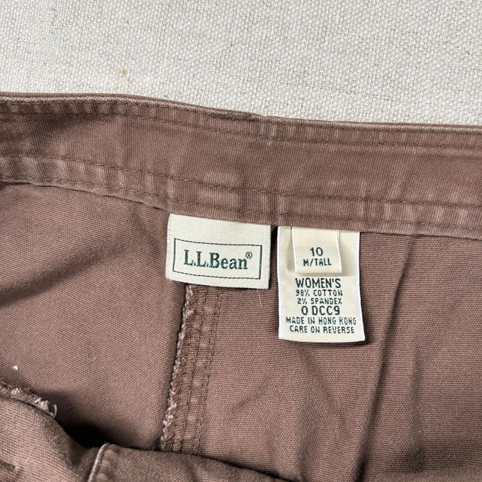 Vtg LL Bean Pants Womens 10 Tall Wide Leg Twill Khaki Chino Sailor Brown Hiking - Image 4 of 4