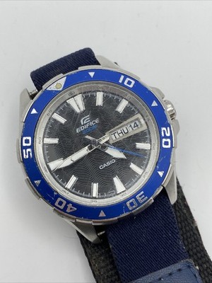 CASIO Edifice Men's Blue Bezel Black Dial 47mm Quartz Watch 5249 EFM-100 New Bat
