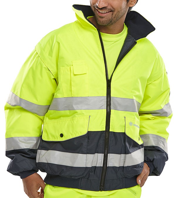 Beeswift Two-Tone Hi-Vis Europa Bomber Jacket Saturn Yellow / Navy Size S