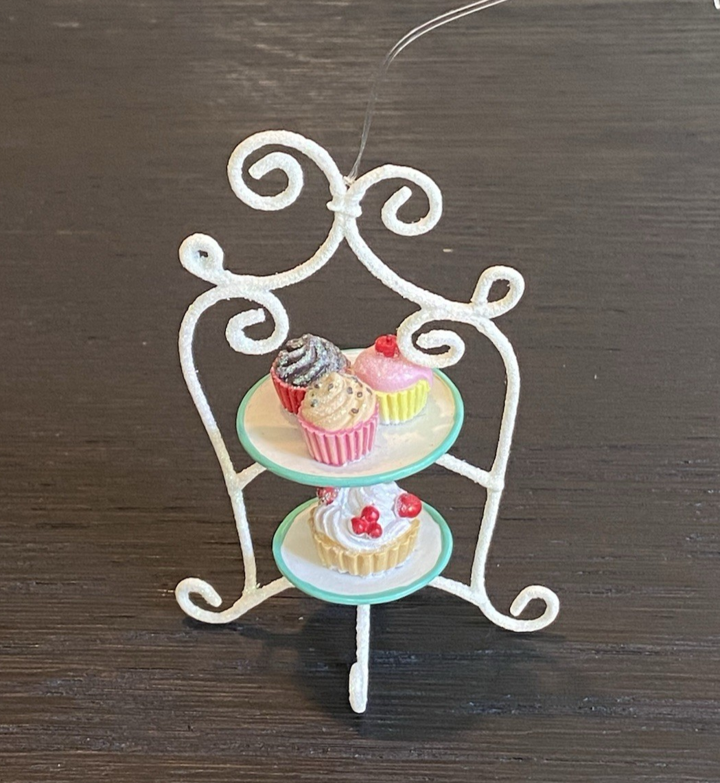 Festive Cupcake Tier Dessert Christmas Tree Ornament with Iced Treats-image