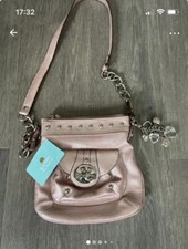 Kathy Van Zeeland Metallic Rose Pink Faux Snakeskin Leather Handbag New