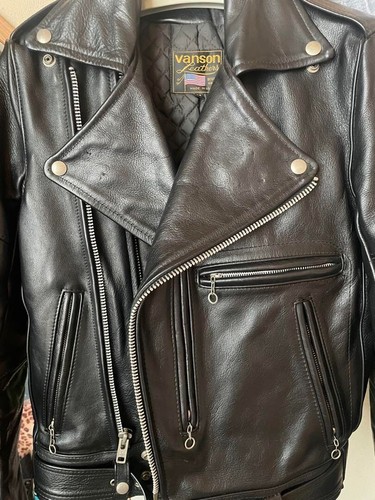 Seltene VANSON Double Rider Jacke schwarz Vintage R&R Modell Herren Gr. 34 aus Japan - Bild 7 von 11