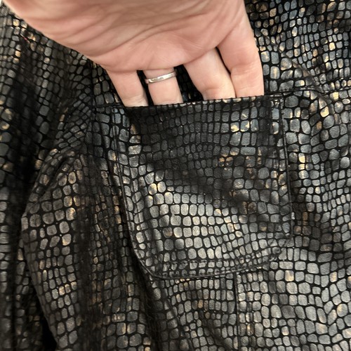 BIRCH HILL Bronze Black Faux REPTILE PRINT LINED Zip JACKET Sz Med Lightweight - Picture 5 of 10
