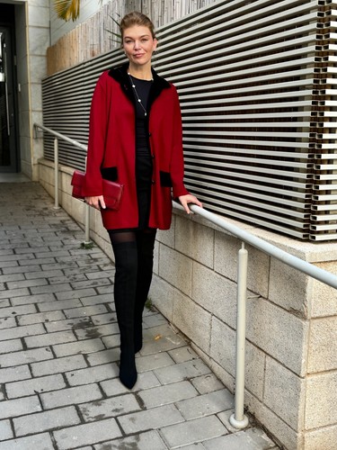 Yves Saint Laurent Red Wool Cardigan 80s – Oversized XL – Vintage Luxury sweater - Picture 11 of 16
