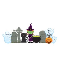 WITCH  GHOSTS - HALLOWEEN - YARD SIGN SET - BRAND NEW OUTDOOR DECORATION 2635