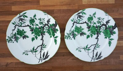 Shelley England Ovington Salad Plates Set 2 Green Porcelain 8''
