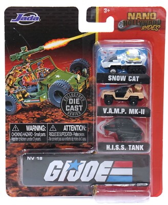 G I Joe  NV18 Nano Hollywood Rides Jada Snow Cat, VAMP MK-II, HISS Tank Die Cast