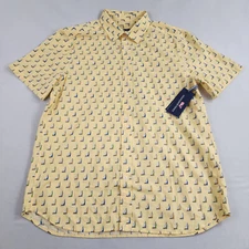 Vineyard Vines shirt M Medium yellow buttons cotton boats short sleeve $98 mens