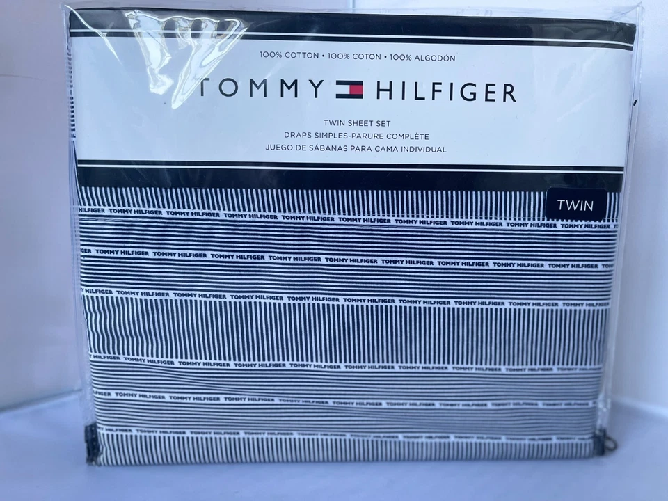 Tommy Hilfiger Medevl Blue Ithaca Stripe Play TWIN OR FULL Sheet Set - Image 3 of 4