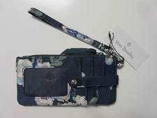 Vera Bradley Ultimate Credit Card Case Wristlet Wallet Navy Floral Quilted READ