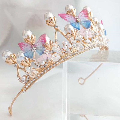 Prinzessinnen-Krone Mit Schmetterling & Strass – Silbernes Stirnband Für Hochzeit, Party & Besondere Anlässe