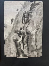 Victorian print illustration clipping mountaineers in avalanche Diableret