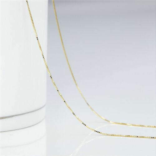 Au750 AU750 18K Yellow Gold Necklace / Fine Box Chain 16" L Gold Chain - Picture 2 of 6