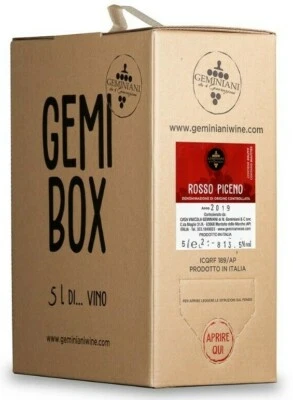 Vino Rosso Piceno DOC 2024 Bag in Box 5 Litri Geminiani - GemiBox -