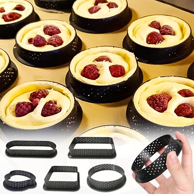 Cake Mold Perforated Cutter Egg Tart Mould Mousse Circle Ring Tart Baking Mold 