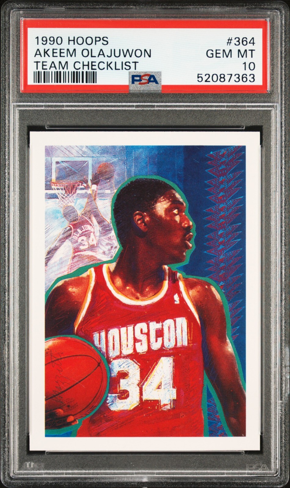 Akeem Olajuwon 1990 Hoops Team Checklist #364 PSA 10 Gem Mint LOW POP 23