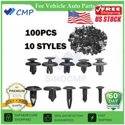 US 100X Trunk Screw Rivets Kit Car Bumper Fender Auto Plastic Fastener Clips Set