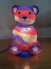 British Themed Teddy Bear Night Light Melted Plastic Look, Works