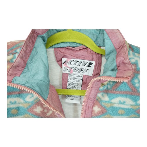 Vintage Active Stuff Fleece Panel Jacket Windbreaker ~ Abstract Colorblock - Picture 5 of 5